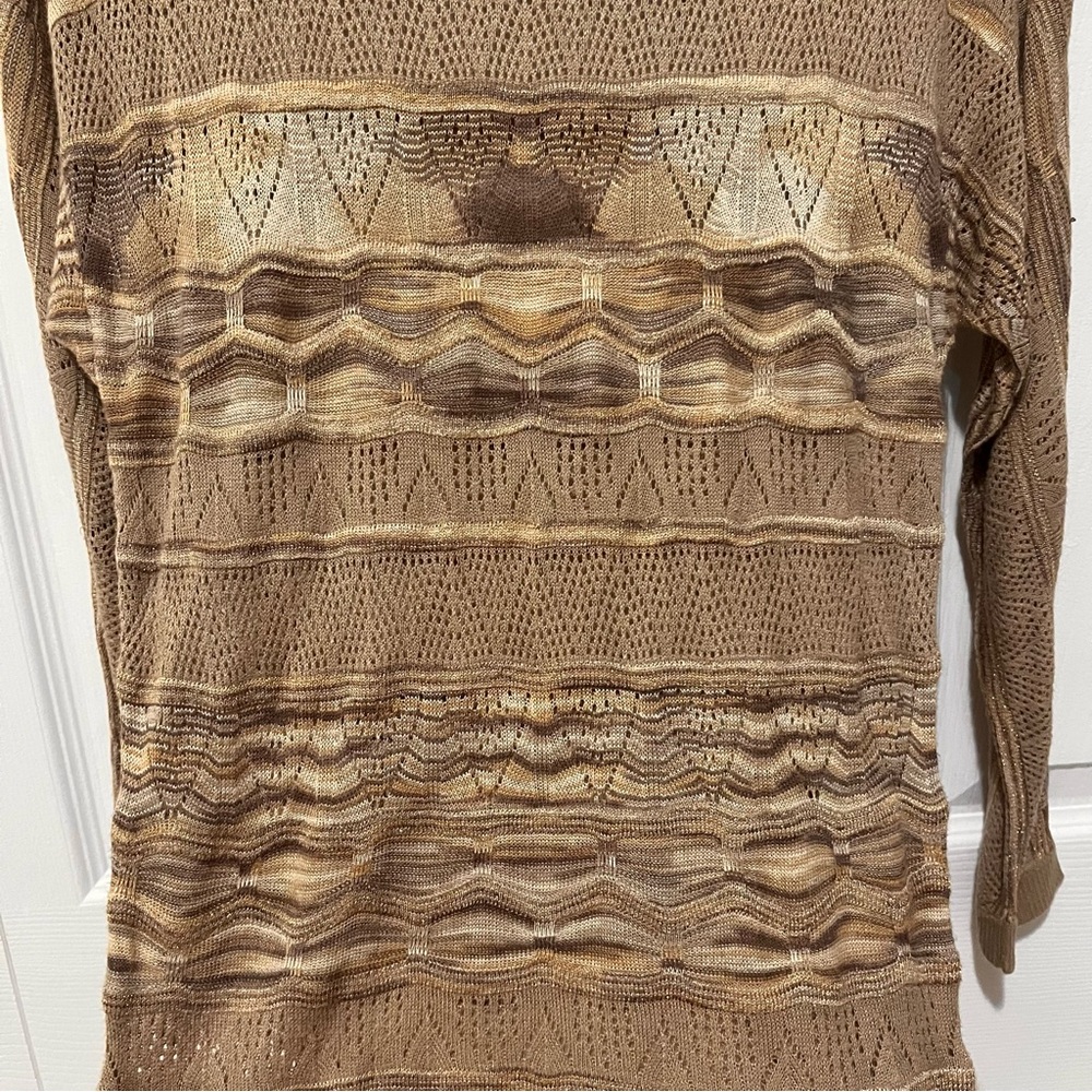 🛍️ $5 ADD-ON | Y2K Suzy Shier Beige-tan Unique Pattern Lightweight Sweater - Picture 9 of 13